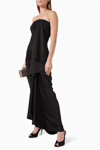 Strapless Gathered Maxi Dress