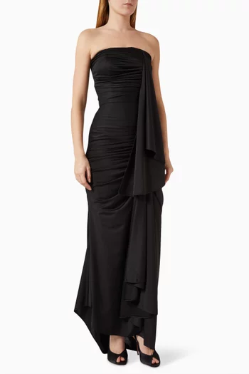 Strapless Gathered Maxi Dress