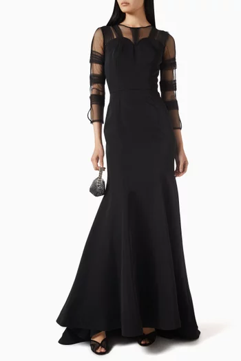 Illusion-sleeve Mermaid Gown