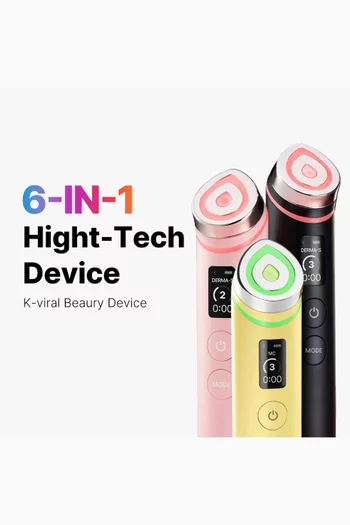 Age-R Booster Pro 6-in-1 Real Glass Glow Device,LED Anti-Wrinkle Device, Yellow