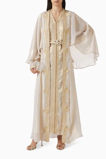 Metallic Crinkle Moroccan Kaftan Set