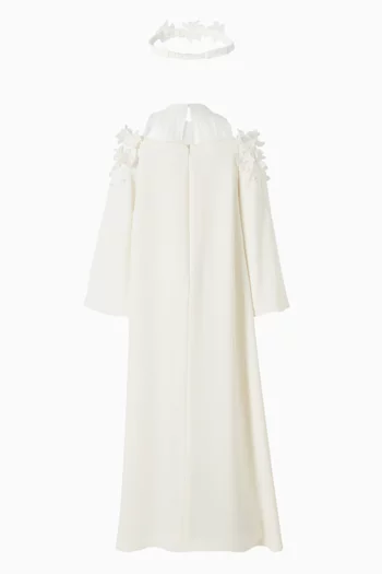 قفطان بقصة على شكل حرف A‏ ورقع زهور بارزة