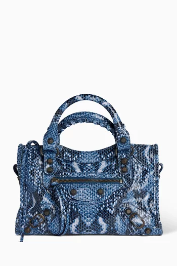 Mini Le City Bag in Python-embossed Leather