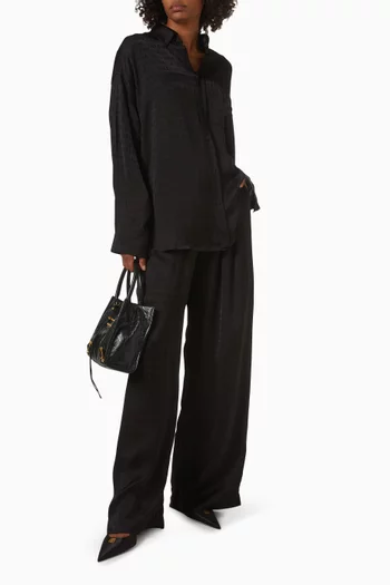 بنطال بيجاما بشعار الماركة بلون باهت جاكار وفيسكوز