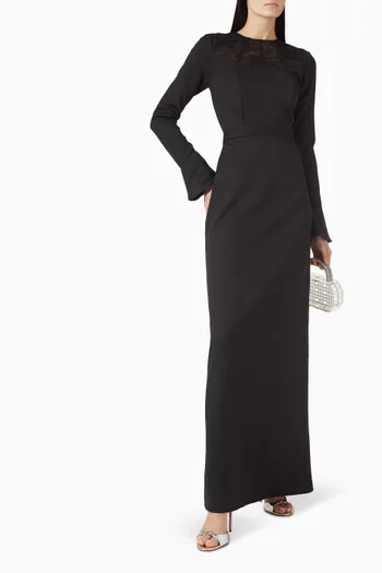 Lace-trim Dress in Crepe