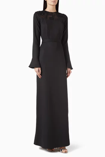 Lace-trim Dress in Crepe