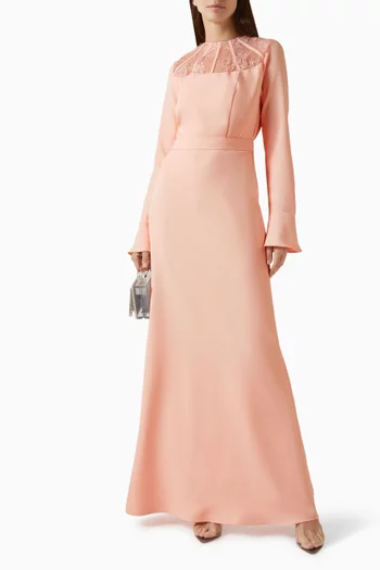 Lace-trim Dress in Crepe