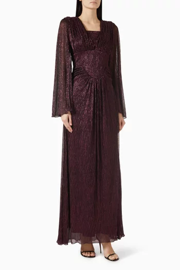 Pleated Dress in Lurex Knit Mesh