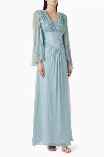 Pleated Dress in Lurex Knit Mesh