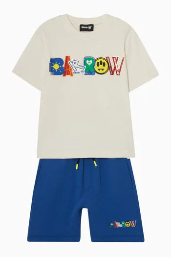 شورت رياضي بطبعة شعار الماركة قطن