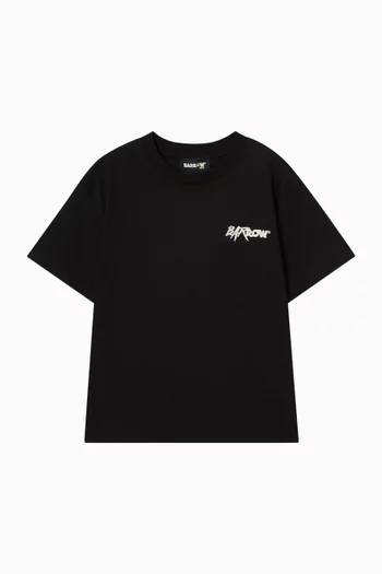 تي شيرت بطبعة شعار الماركة قطن