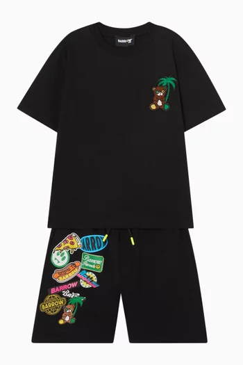 تي شيرت بطبعة شعار الماركة قطن