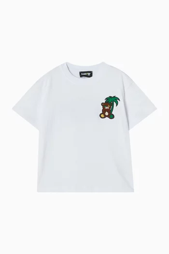 تي شيرت بطبعة شعار الماركة قطن