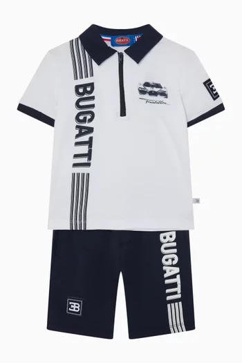 Contrast Logo-print Polo T-shirt