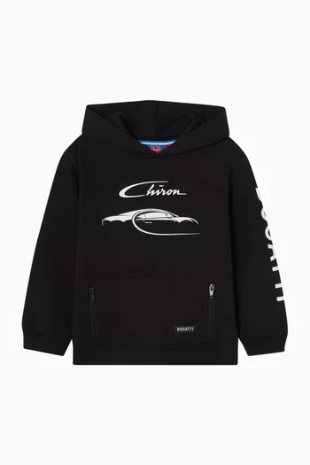 كنزة بغطاء رأس وطبعة قطن