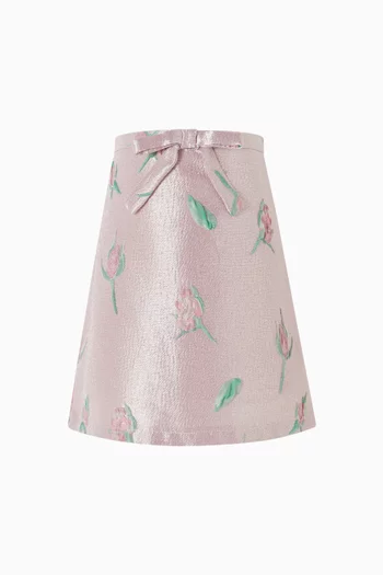 Rose Embroidered Bow Skirt