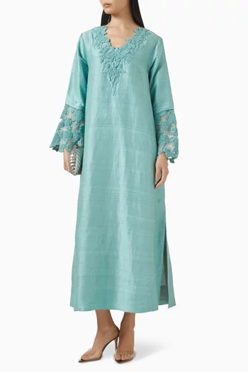 Floral-embroidered Kaftan