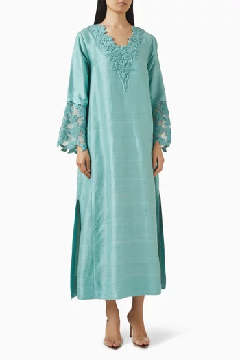 Floral-embroidered Kaftan
