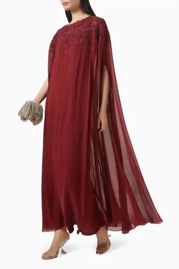 Floral-embroidered Kaftan