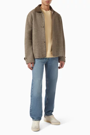 جاكيت بياقة مضلعة صوف معالج بالغليان