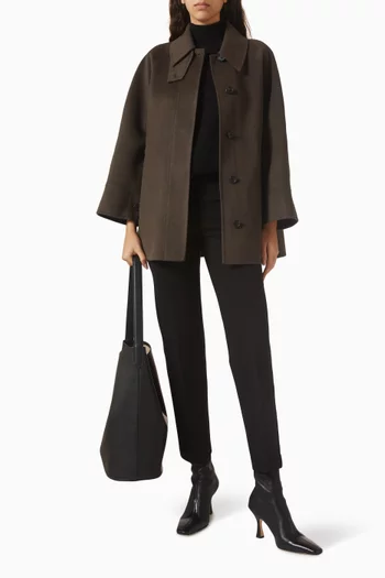 Mockneck Coat in Double-faced Wool