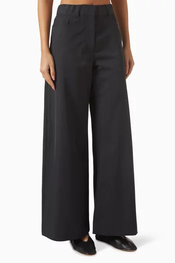 Wide-leg Pants in Wool-blend