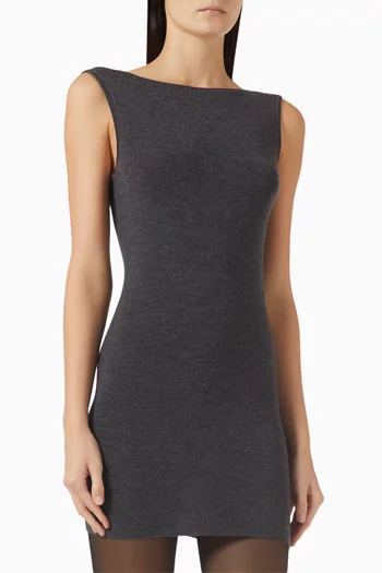 Boatneck Mini Dress in Merino Wool