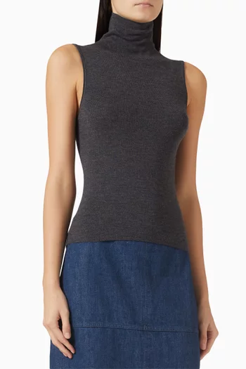 Knit Turtleneck Top in Merino Wool