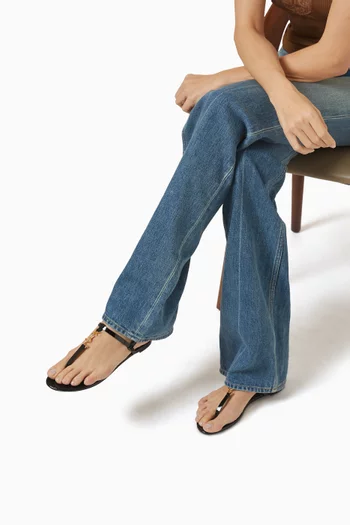 صندل كاساندرا بكعب مسطح جلد لامع