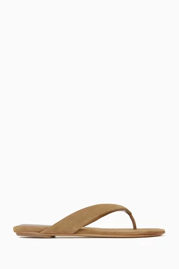 Flat Thong Sandals in Suede