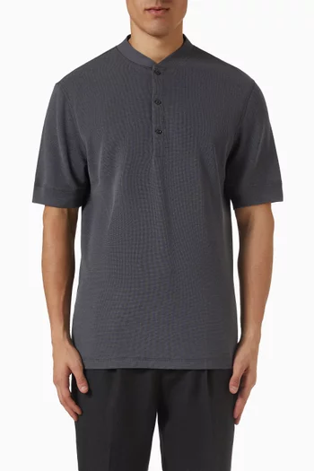 Henley Collar T-shirt in Cotton Waffle Jersey