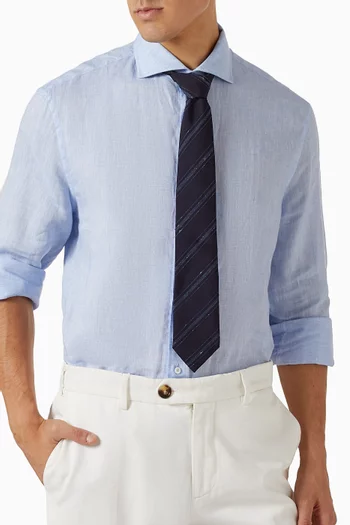 Striped Tie in Silk-cotton