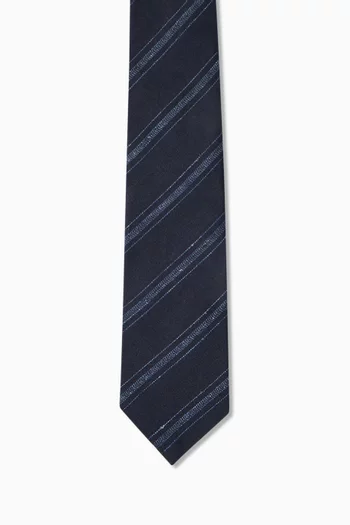 Striped Tie in Silk-cotton