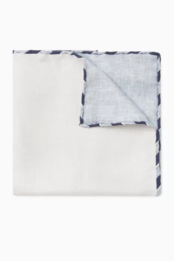 Striped-trim Pocket Square in Silk