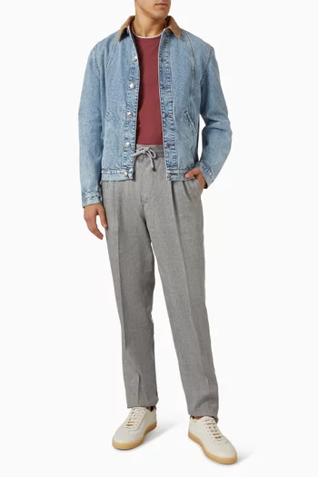 Double Pleats Pants in Wool & Linen