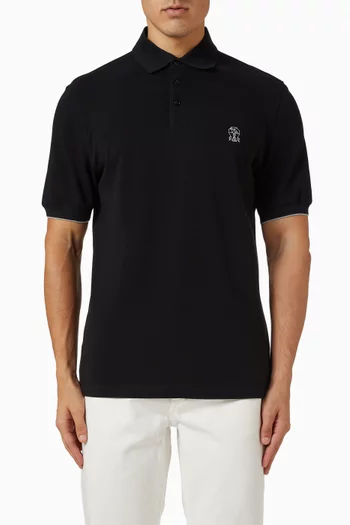 Logo Polo Shirt in Cotton Piqué