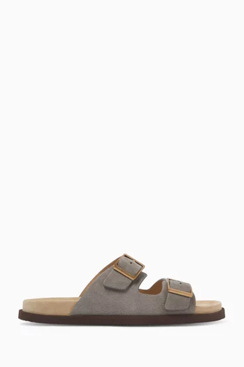 Buckle Slides in Suede