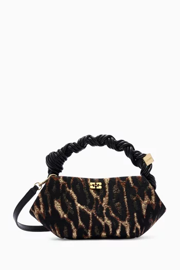 Mini Bou Leopard-print Bag in Metallic Cloqué