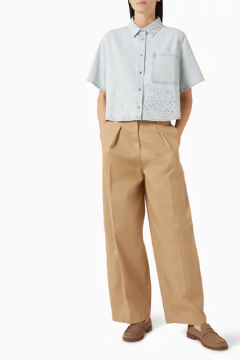 Rhinestone-embellished Shirt in Denim