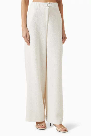 Belted Wide-leg Pants in Tweed