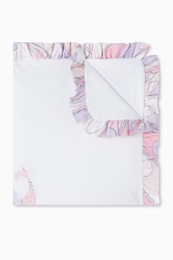 Printed Ruffle Blanket in Cotton