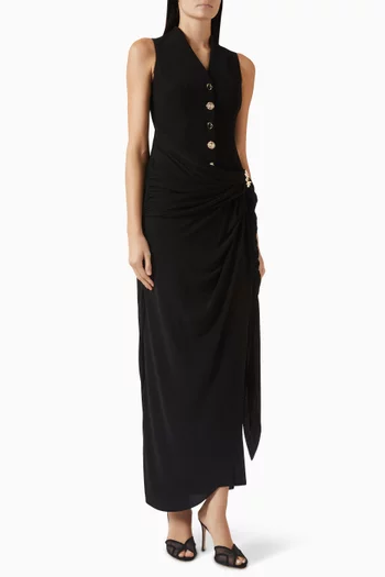 Agnus Drape Dress in Jersey & Crepe