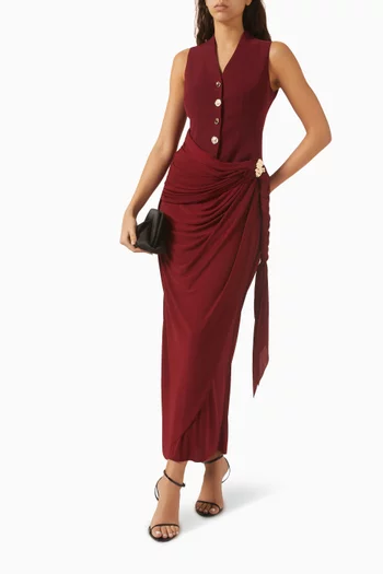 Agnus Drape Dress in Jersey & Crepe