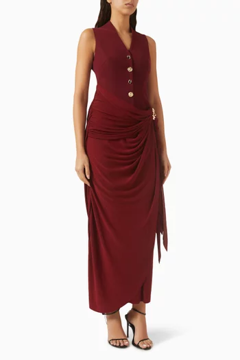 Agnus Drape Dress in Jersey & Crepe