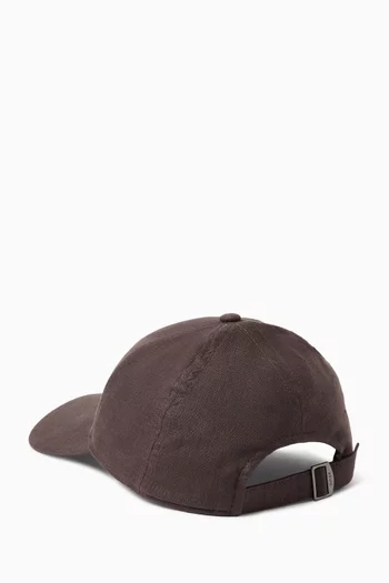 Embroidered Logo Cap in Linen