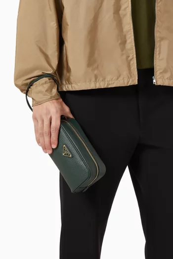 Logo Pouch in Saffiano Leather