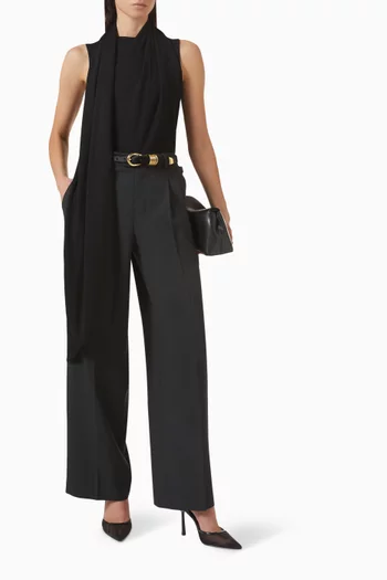 بلوزة بوشاح قابل للربط على الرقبة كريب جيرسيه