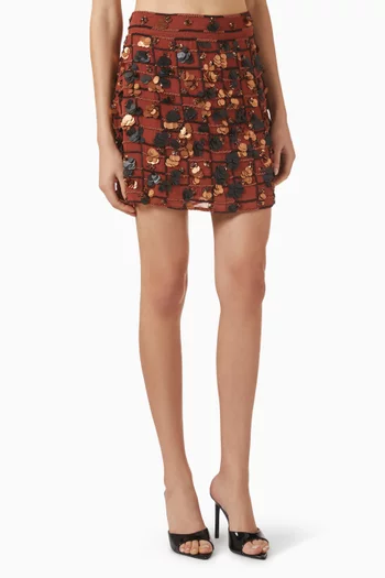 Tulum Embellished Mini Skirt in Georgette