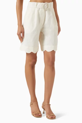 Basica Belted Shorts in Linen Blend