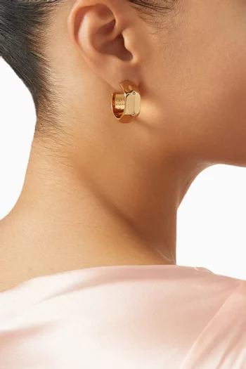 أقراط دائرية ميلا معدن مطلي بلون ذهبي